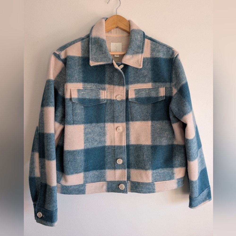 Joie Green and Cream Plaid Coat